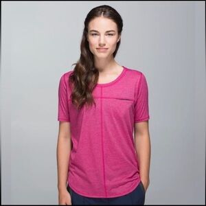 Lululemon striped pocket short sleeve t 
Size 8 pink